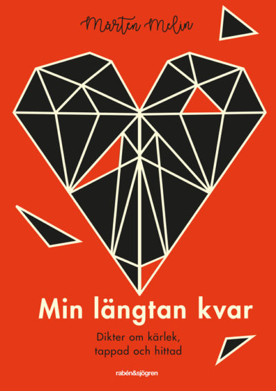 Ett svart hjärta mot röd bakgrund